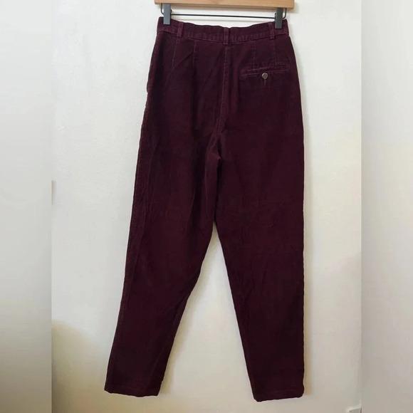 LL Bean sz 4 Tall Maroon Corduroy Slacks Pants Chinos Officewear Dark Academia - Picture 4 of 8
